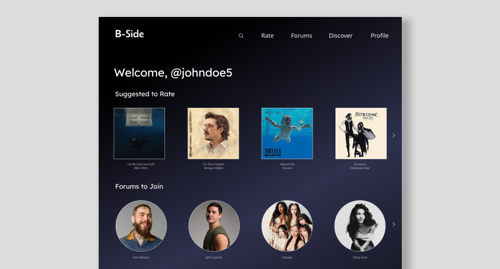 B-Side app interface